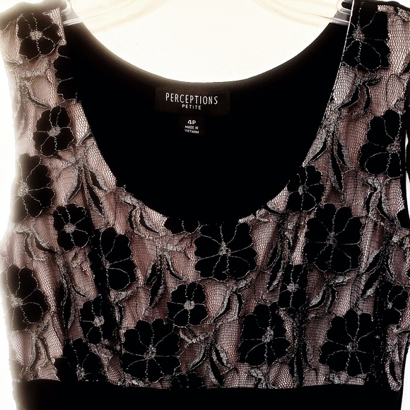 Perceptions Sleeveless Black & Silver Dress 4P - Picture 2 of 4